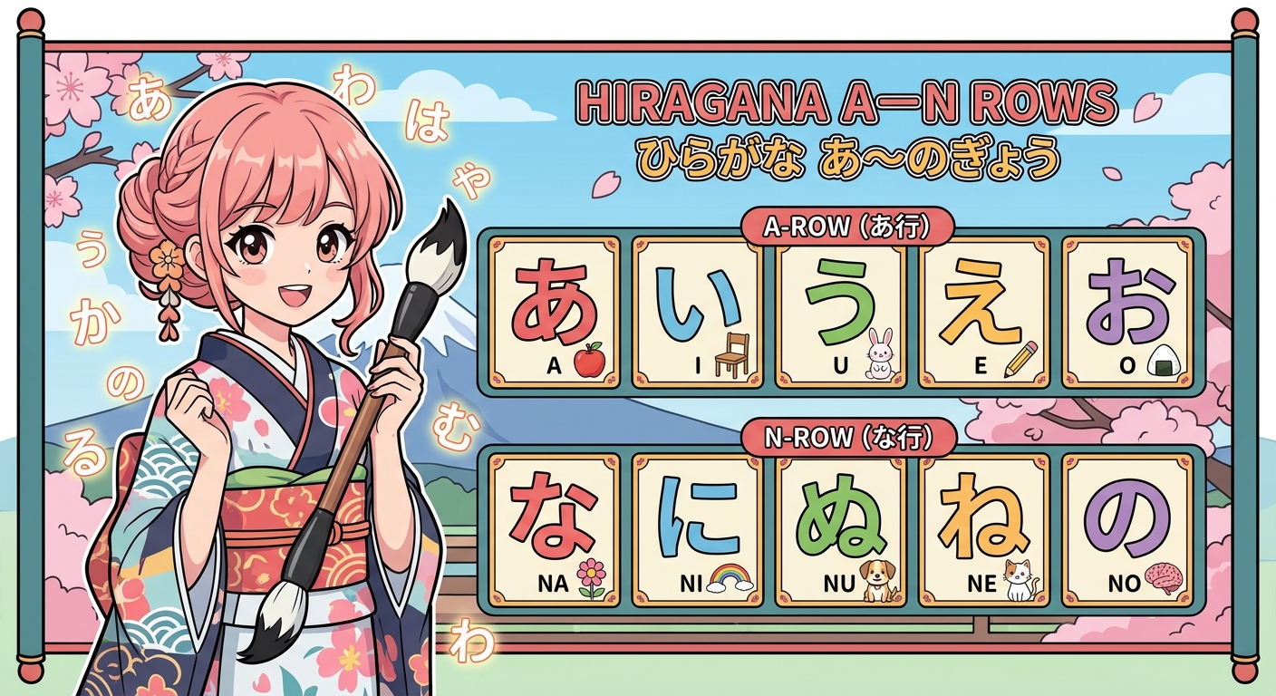 Hiragana AโN Rows