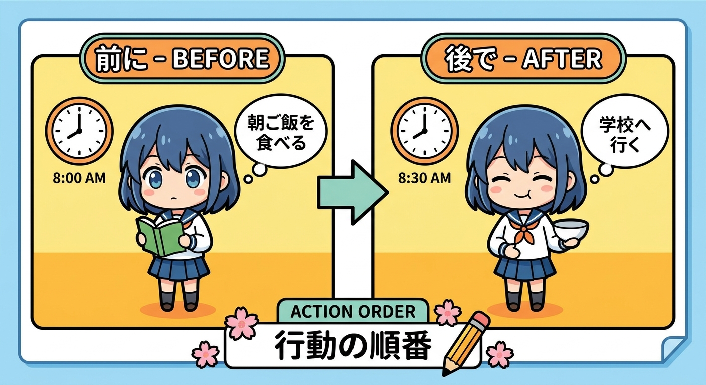前に / 後で — Action Order